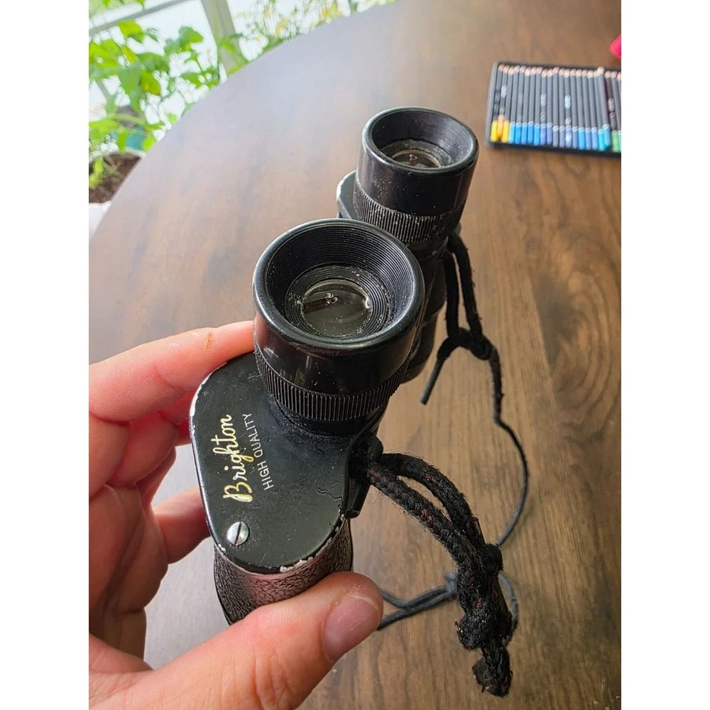 Vintage Brighton High Quality 7x35 Binoculars Black 341ft at 1000yds No 27655 F3